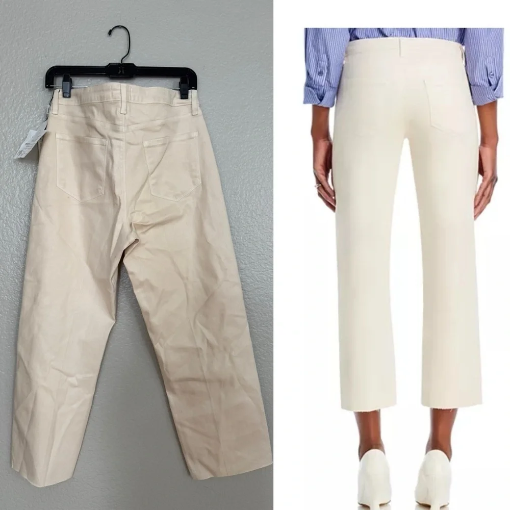 L'Agence Wanda Coated High Rise Crop Wide Leg Jeans in French Vanilla